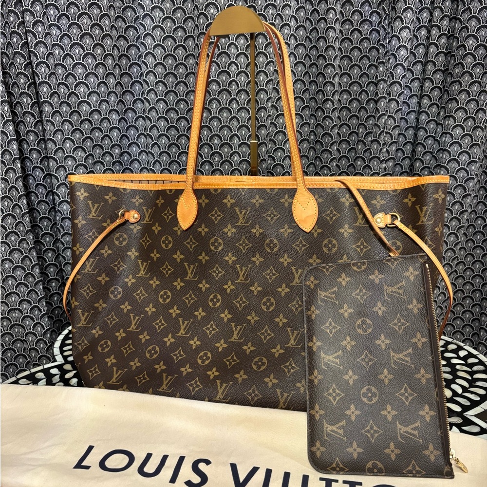 Louis Vuitton Brown and Tan Monogram Tote with Pouch